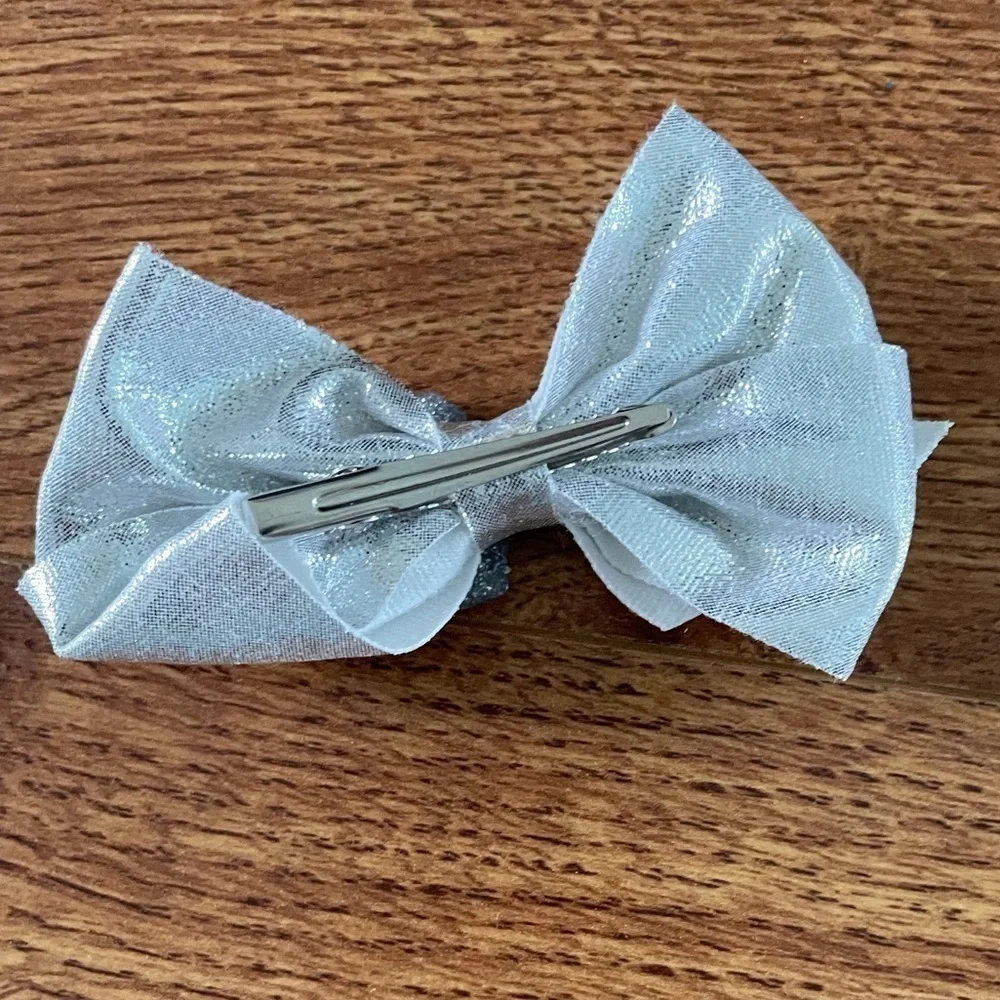 Silver Rainbow Bow Hair Clip